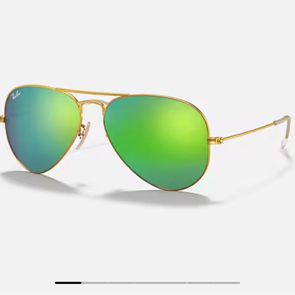 Ray-Ban Gold Frame Sunglasses with Green Mirror Lenses